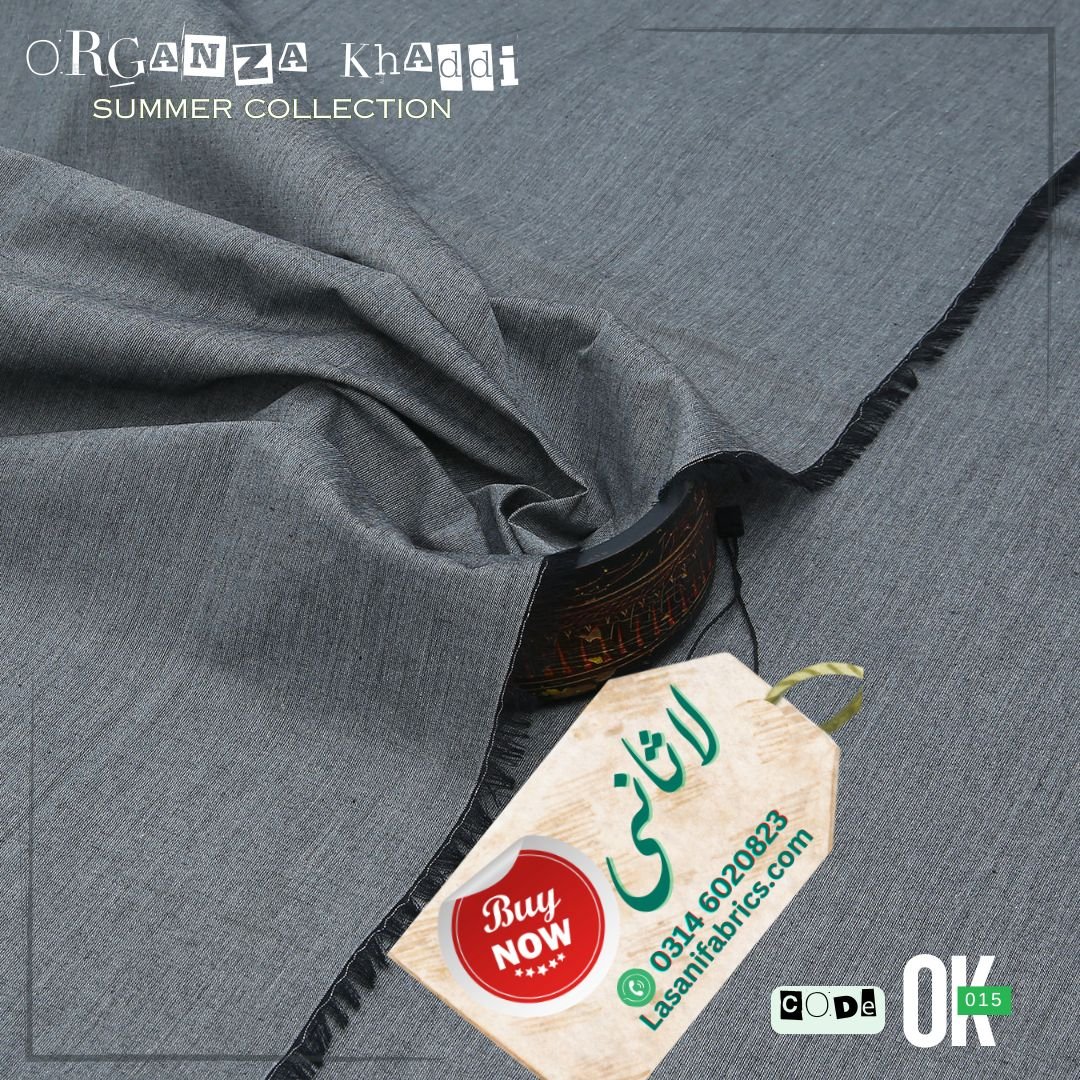 Grey Organza Cotton Khaddar - Grey-OK-15