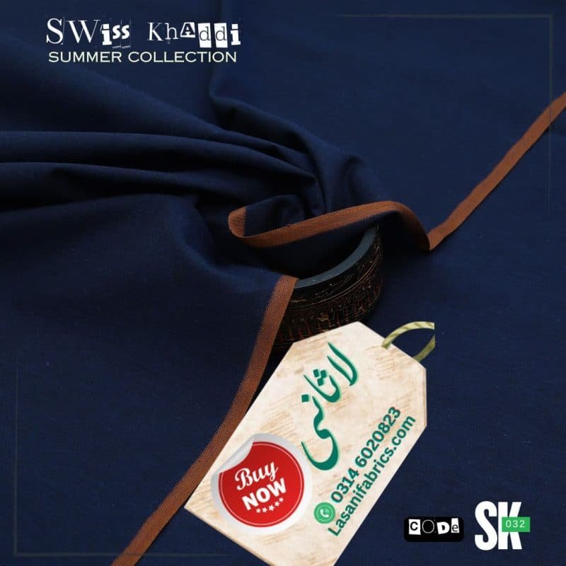 Swiss Cotton Khaddar -Navy Blue-SK-32