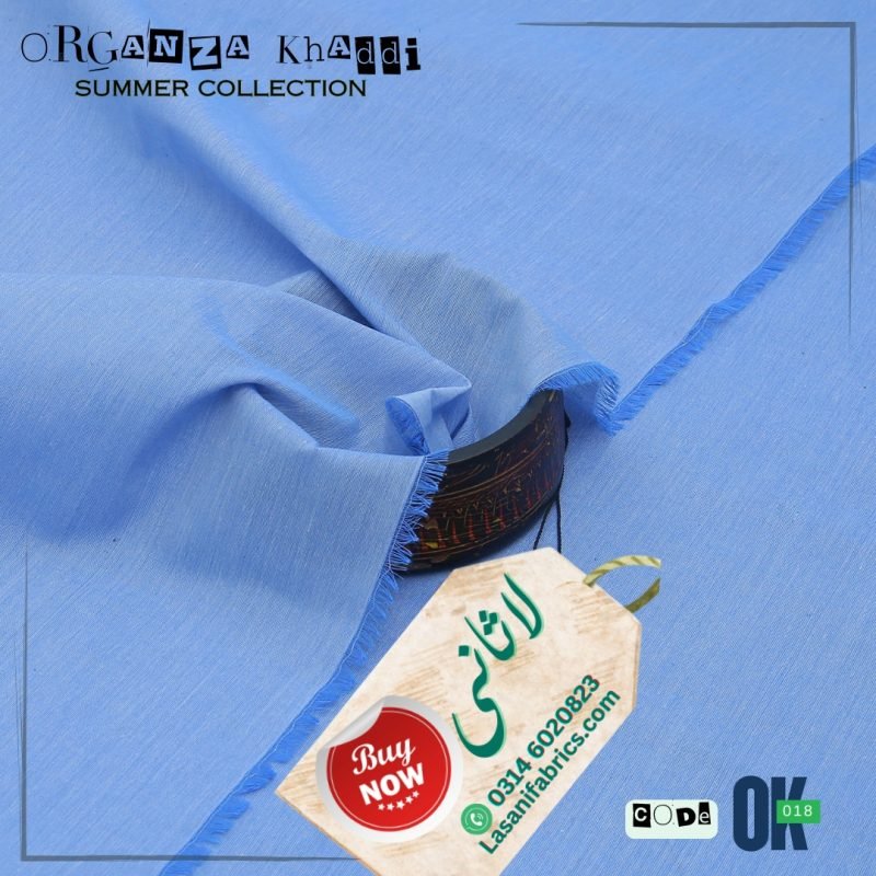 Organza Cotton Khaddar - Sky Blue-OK-18